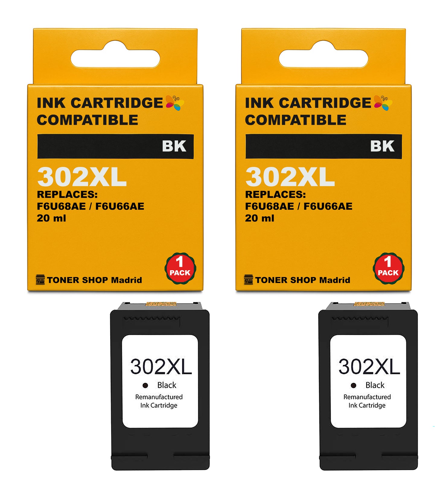BDink Cartuchos Tinta Remanufacturados HP 302XL Negro y Color (Pack 2)