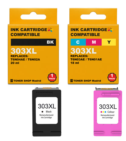 BDink Cartuchos Tinta Remanufacturados HP 303XL Negro y Color (Pack 2)