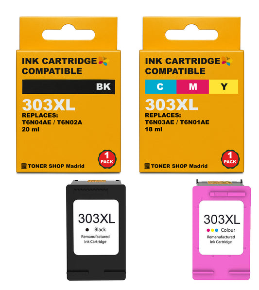 BDink Cartuchos Tinta Remanufacturados HP 303XL Negro y Color (Pack 2)