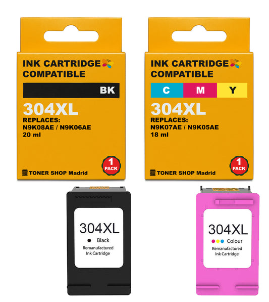BDink Cartuchos Tinta Remanufacturados HP 304XL Negro y Color (Pack 2)