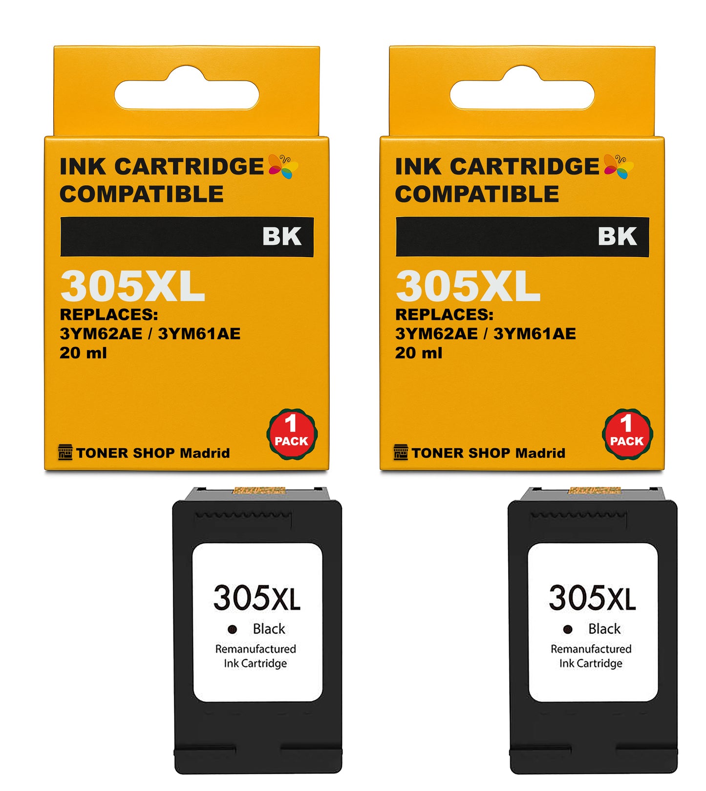 BDink Cartuchos Tinta Remanufacturados HP 305XL Negro y Color (Pack 2)