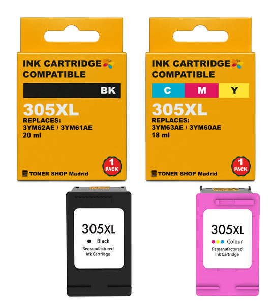 BDink Cartuchos Tinta Remanufacturados HP 305XL Negro y Color (Pack 2)