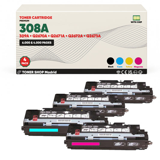 BDink Tóner Compatible HP 308A / 309A (Pack 4 CMYK) Q2670A Q2671A Q2672A Q2673A