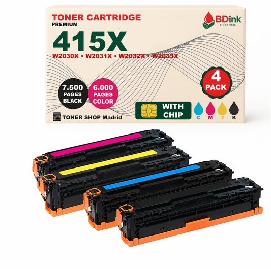 BDink Tóner Compatible HP 415X (Pack 4 CMYK) W2030X W2031X W2032X W2033X