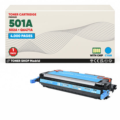 BDink Tóner Compatible HP 501A/502A (Pack 4) Q6470A Q7581A Q7582A Q7583A