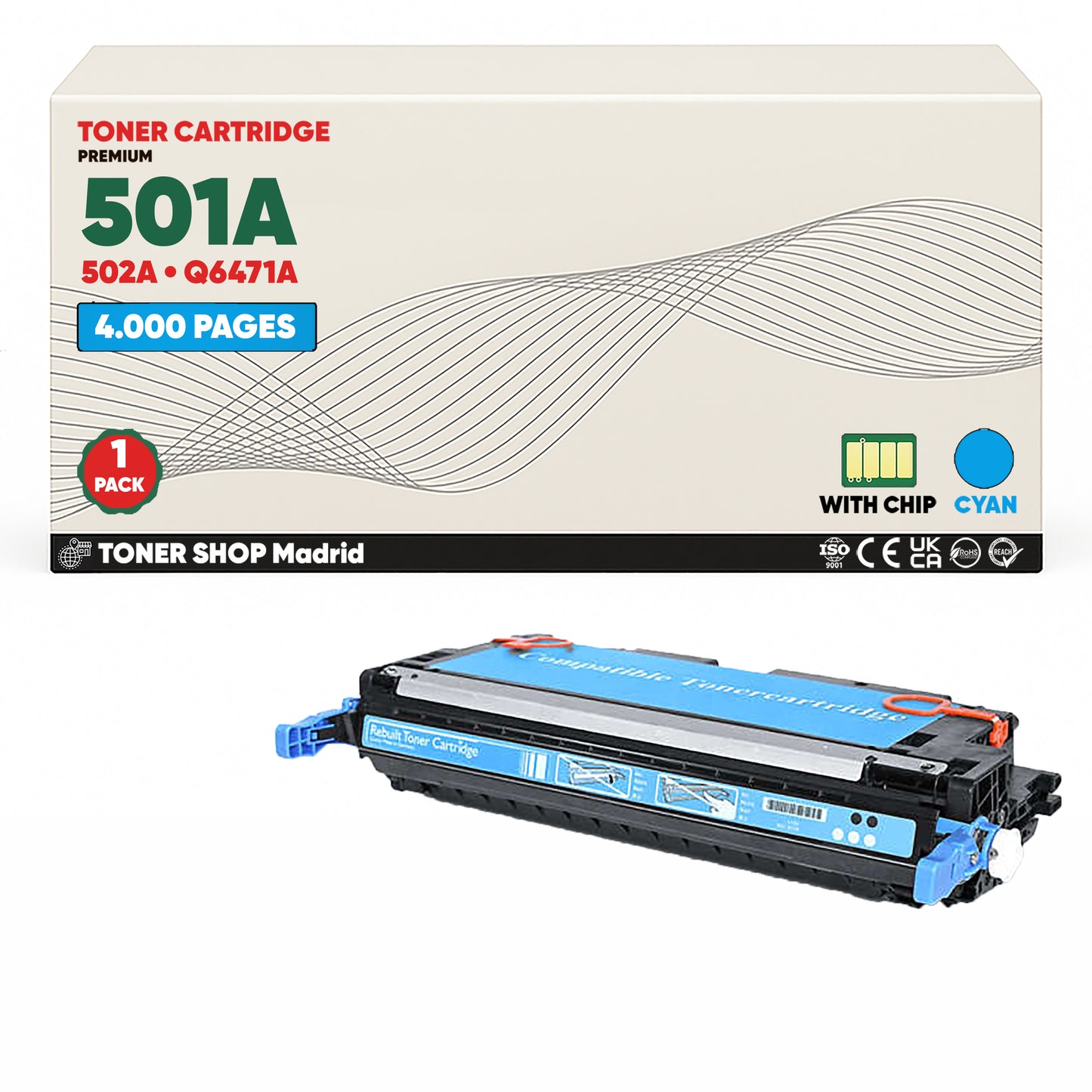 BDink Tóner Compatible HP 501A (Pack 4 CMYK) Q6470A Q6471A Q6472A Q6473A