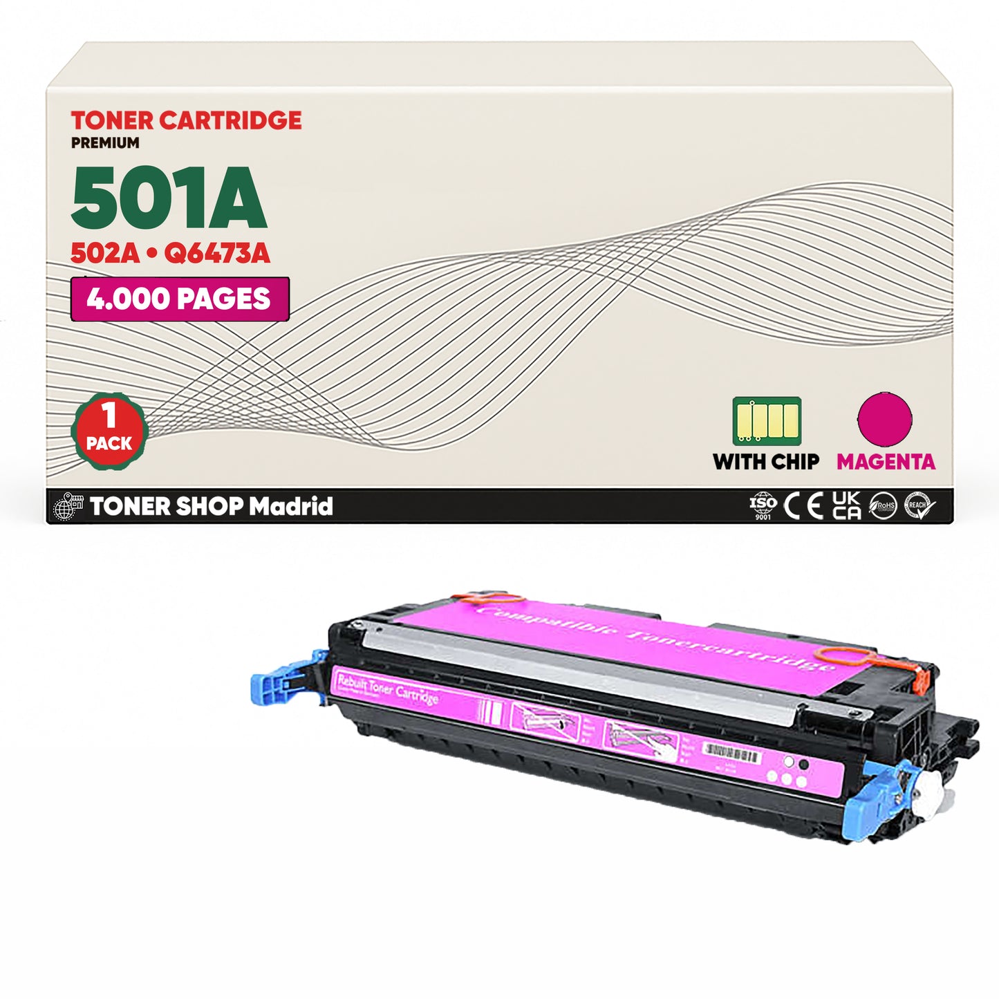 BDink Tóner Compatible HP 501A/502A (Pack 4) Q6470A Q7581A Q7582A Q7583A