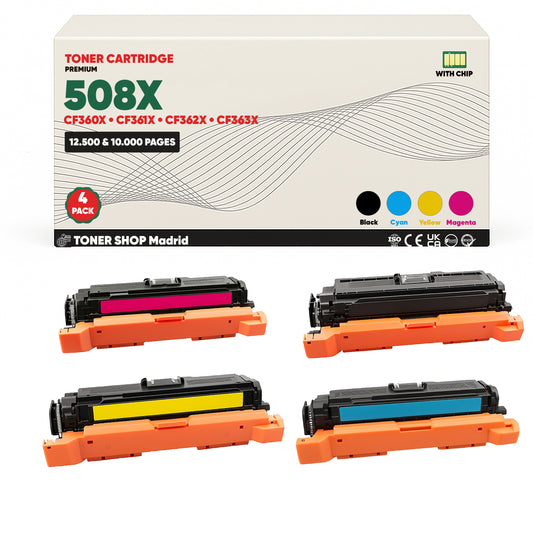 BDink Tóner Compatible HP 508X (Pack 4 CMYK) CF360X CF361X CF362X CF363X