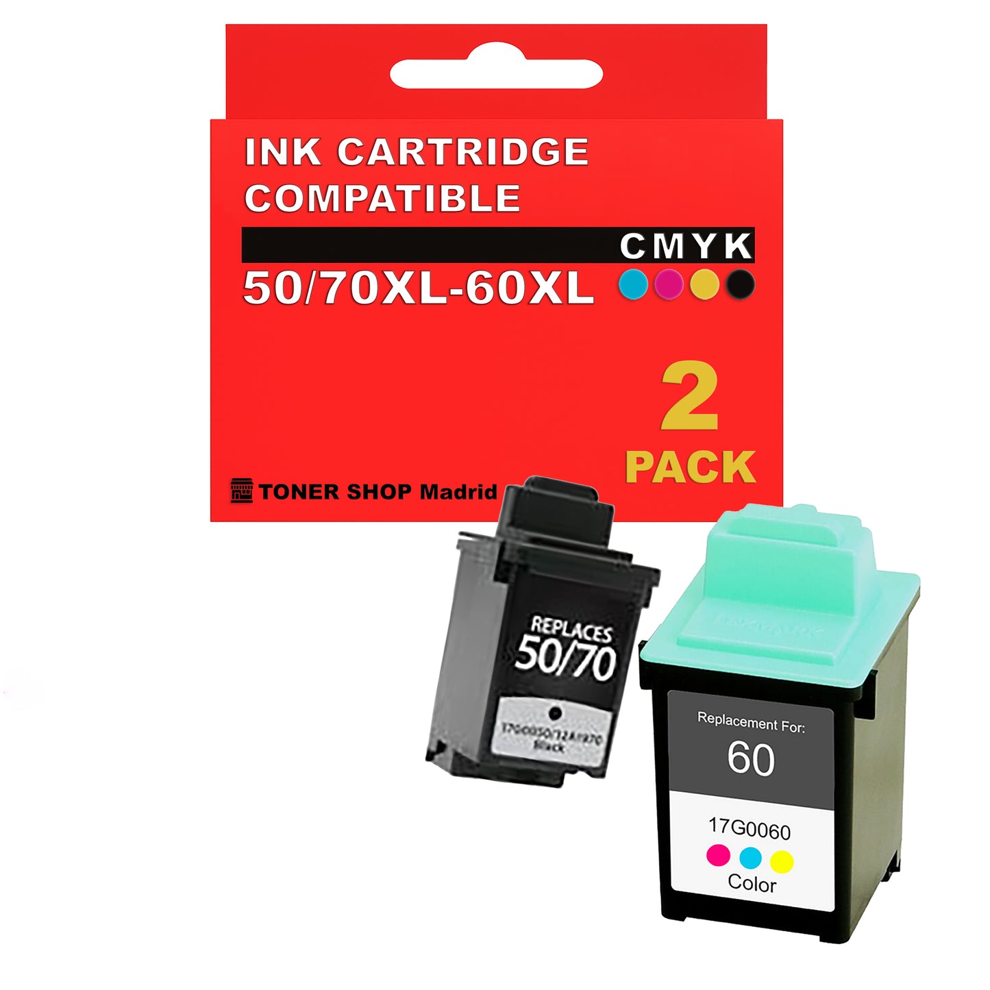 BDink Cartuchos Tinta Compatible con Lexmark 50/70 Negro y 60 Color (Pack 2)