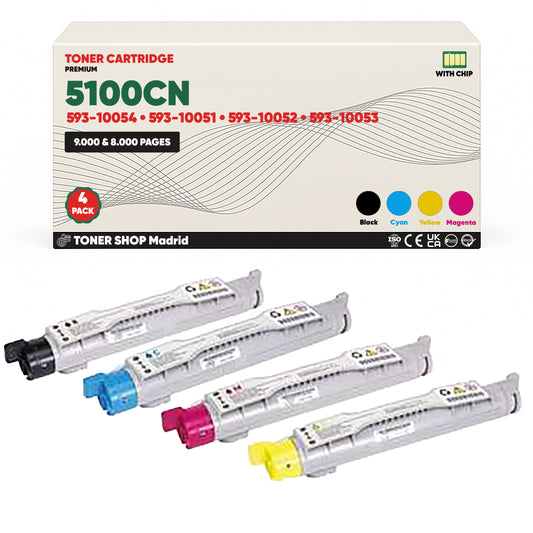 BDink Cartuchos Tóner Compatible Dell 5100CN (Pack 4 ) CMYK