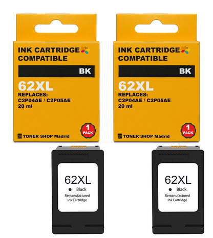 BDink Cartuchos Tinta Remanufacturados HP 62XL Negro y Color (Pack 2)