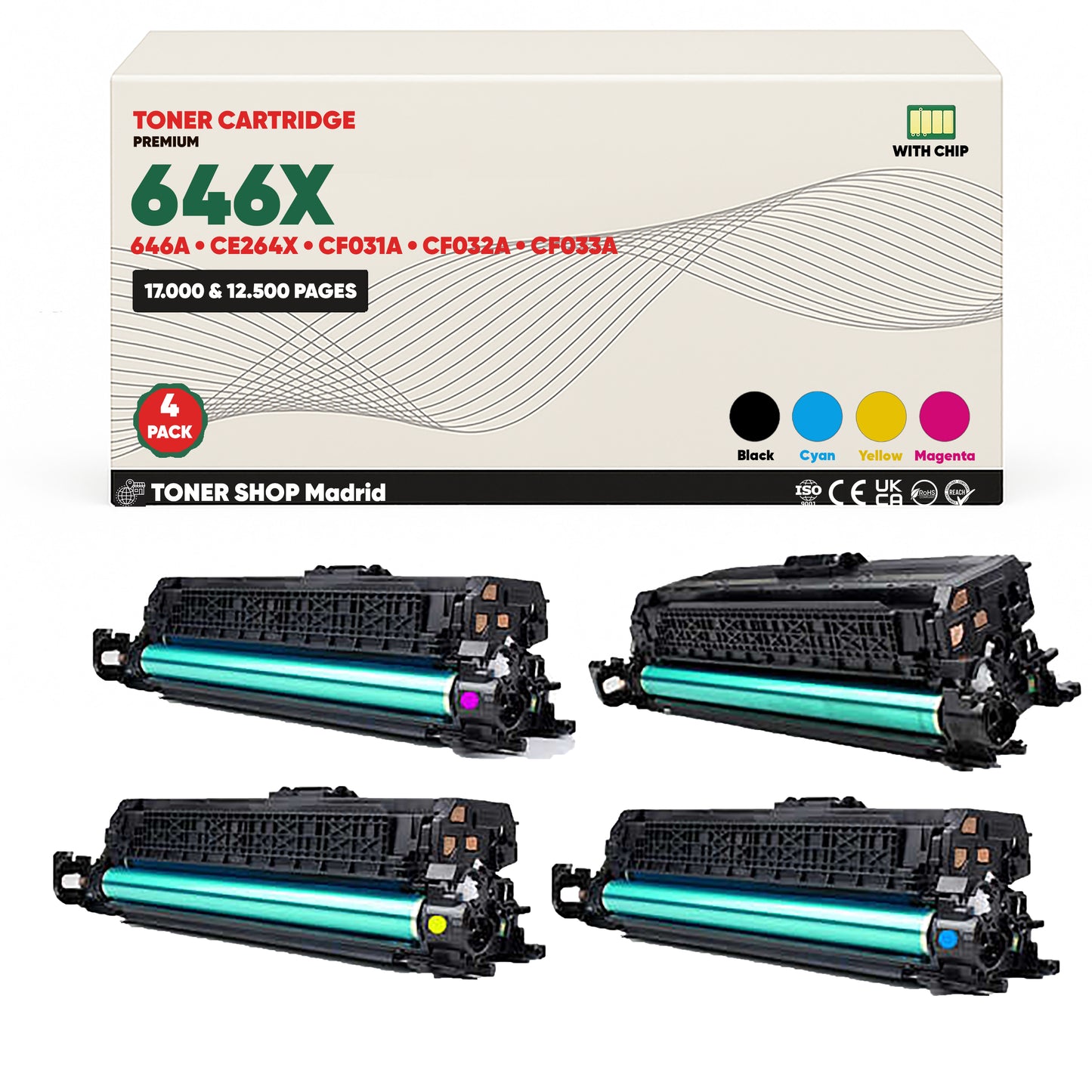 BDink Cartucho Tóner Compatible HP 646X/646A CMYK (Pack 4)