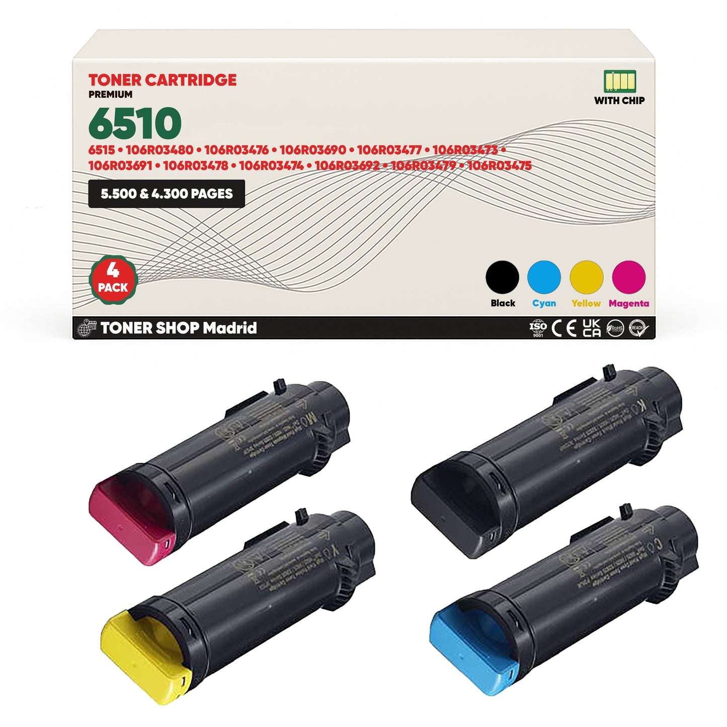 BDink Tóner Compatible Xerox Phaser 6510 (Pack 4 CMYK)
