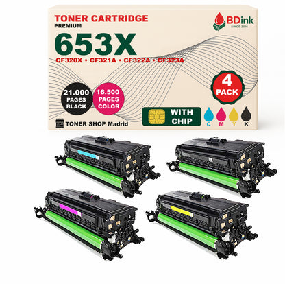 BDink Tóner Compatible HP 653X (Pack 4 CMYK) CF320X CF321A CF322A CF323A
