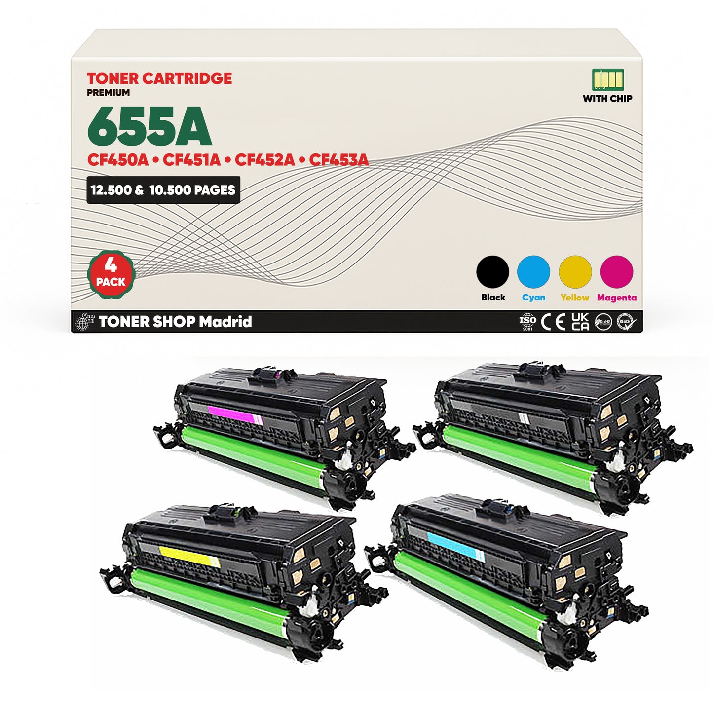 BDink Tóner Compatible HP 655A (Pack 4 CMYK) CF450A CF451A CF452A CF453A