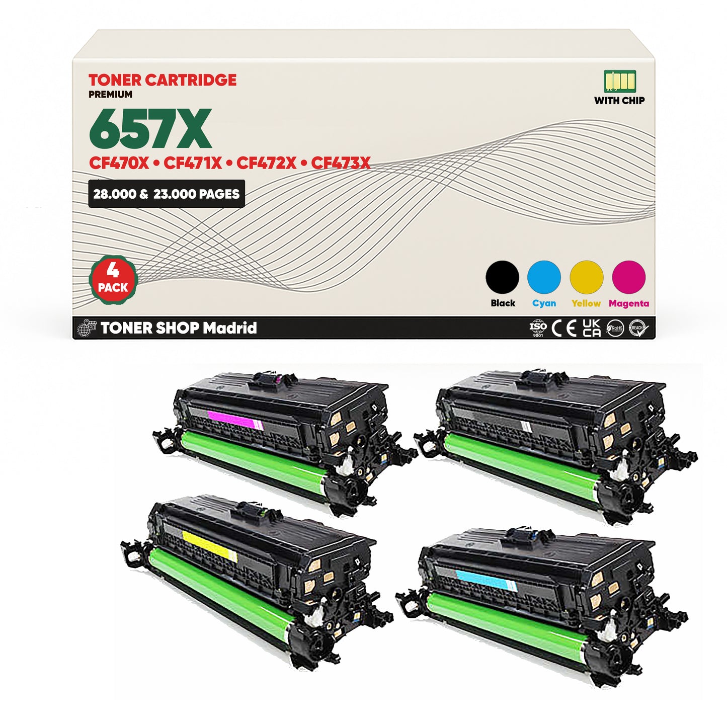 BDink Tóner Compatible HP 657X (Pack 4 CMYK) CF470X CF471X CF472X CF473X