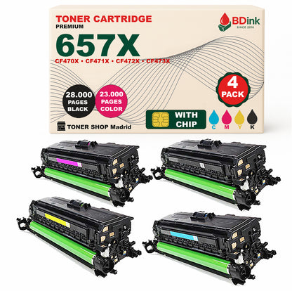 BDink Tóner Compatible HP 657X (Pack 4 CMYK) CF470X CF471X CF472X CF473X