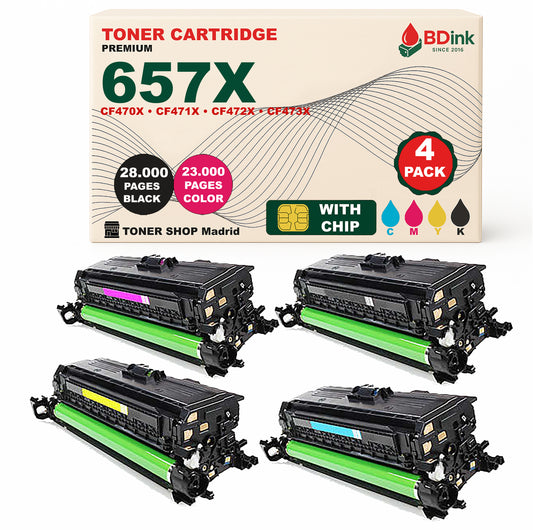 BDink Tóner Compatible HP 657X (Pack 4 CMYK) CF470X CF471X CF472X CF473X