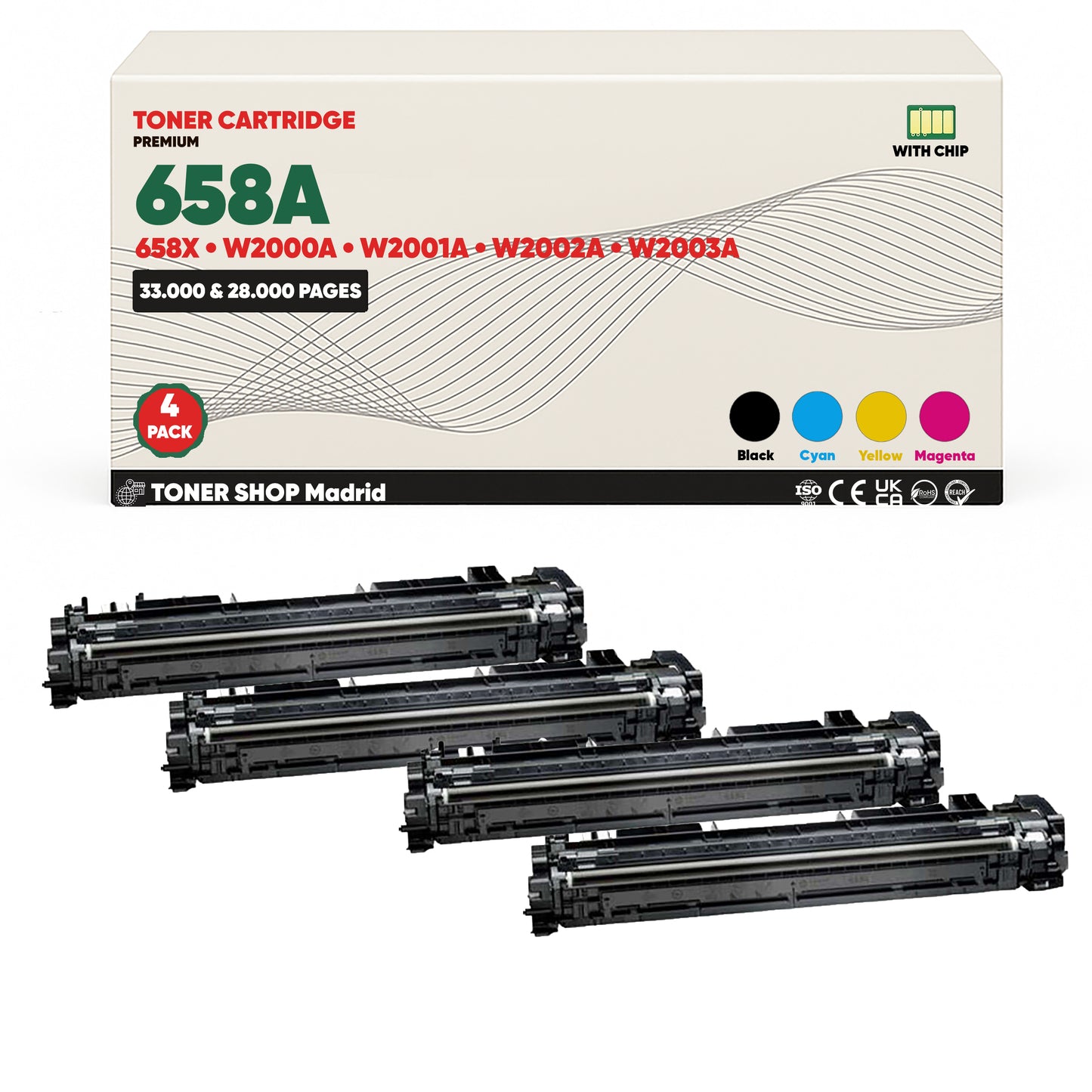 BDink Tóner Compatible HP 658A (Pack 4 CMYK) W2000A W2001A W2002A W2003A
