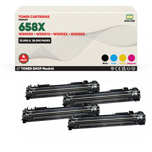 BDink Tóner Compatible HP 658X (Pack 4 CMYK) W2000X W2001X W2002X W2003X