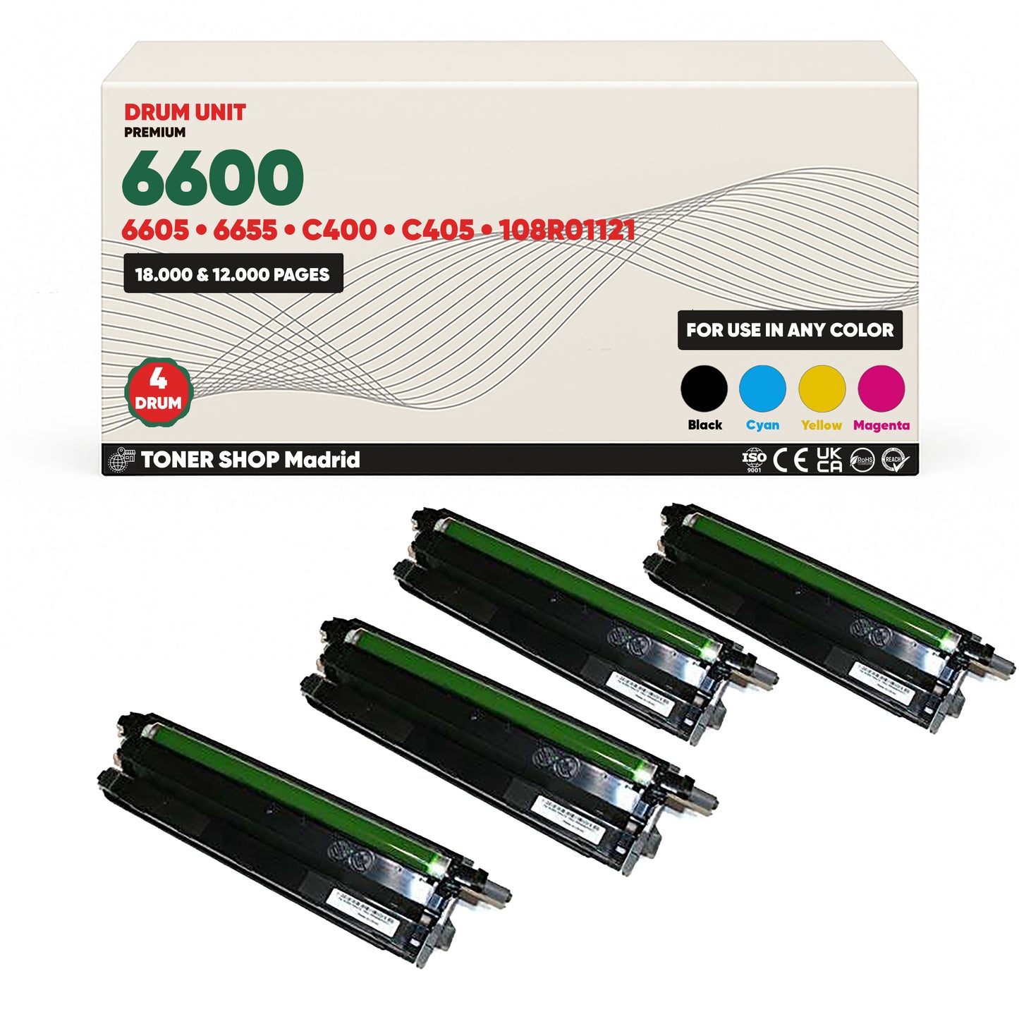 BDink Tambor de Imagen Compatible Xerox Phaser 6600/6605 (Pack 4 CMYK) Drum