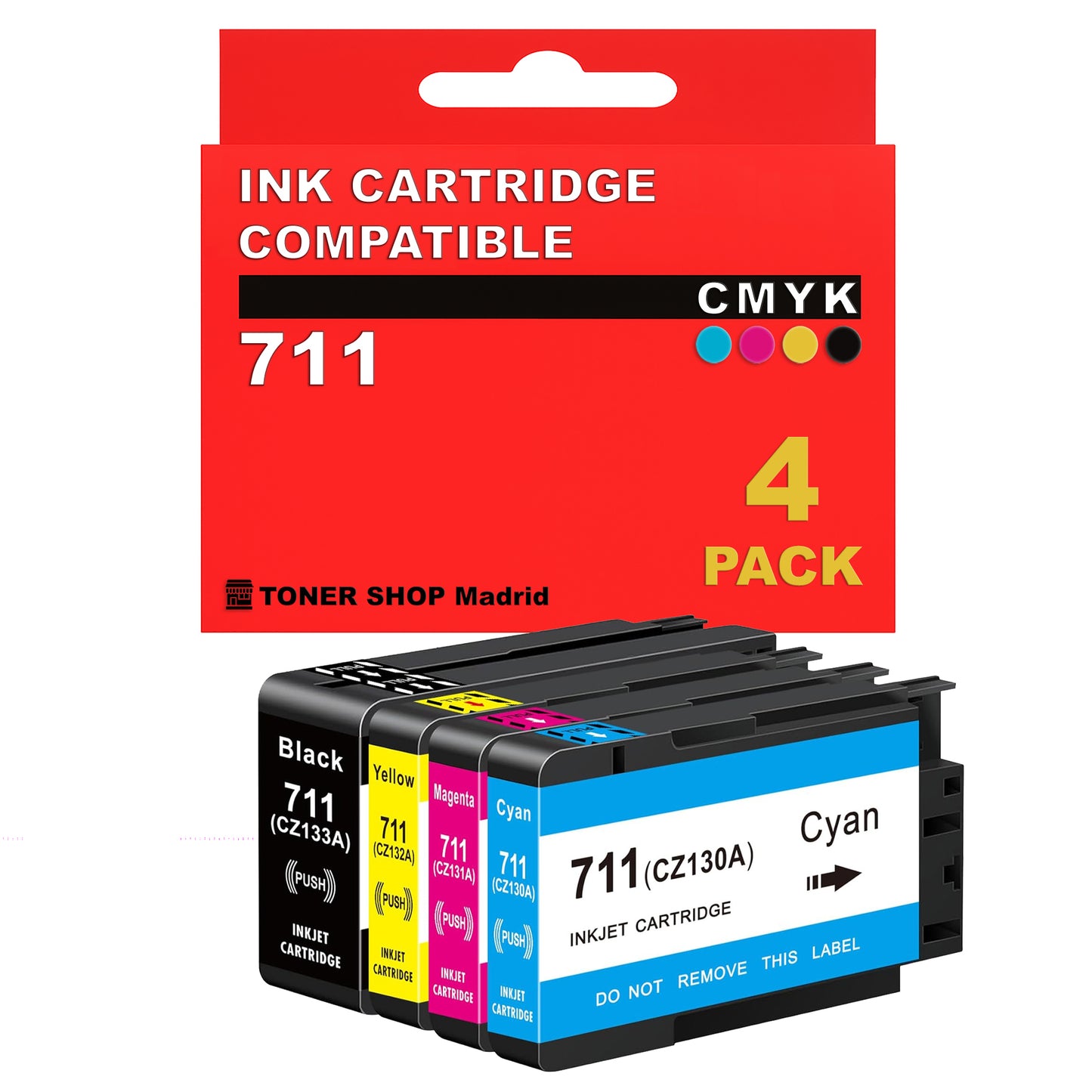 BDink Cartuchos Tinta Compatible HP 711 711XL CMYK (Pack 4)