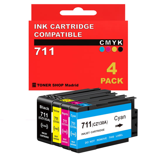 BDink Cartuchos Tinta Compatible HP 711 711XL CMYK (Pack 4)