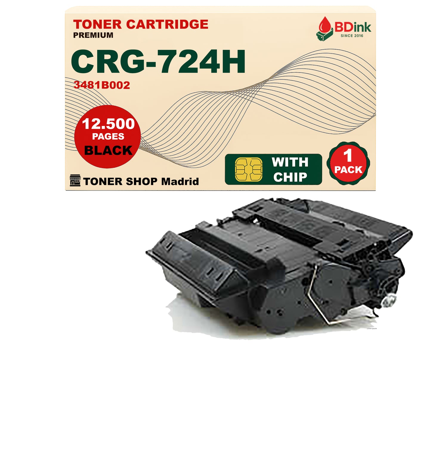 BDink Cartucho Tóner Compatible Canon 724H Negro