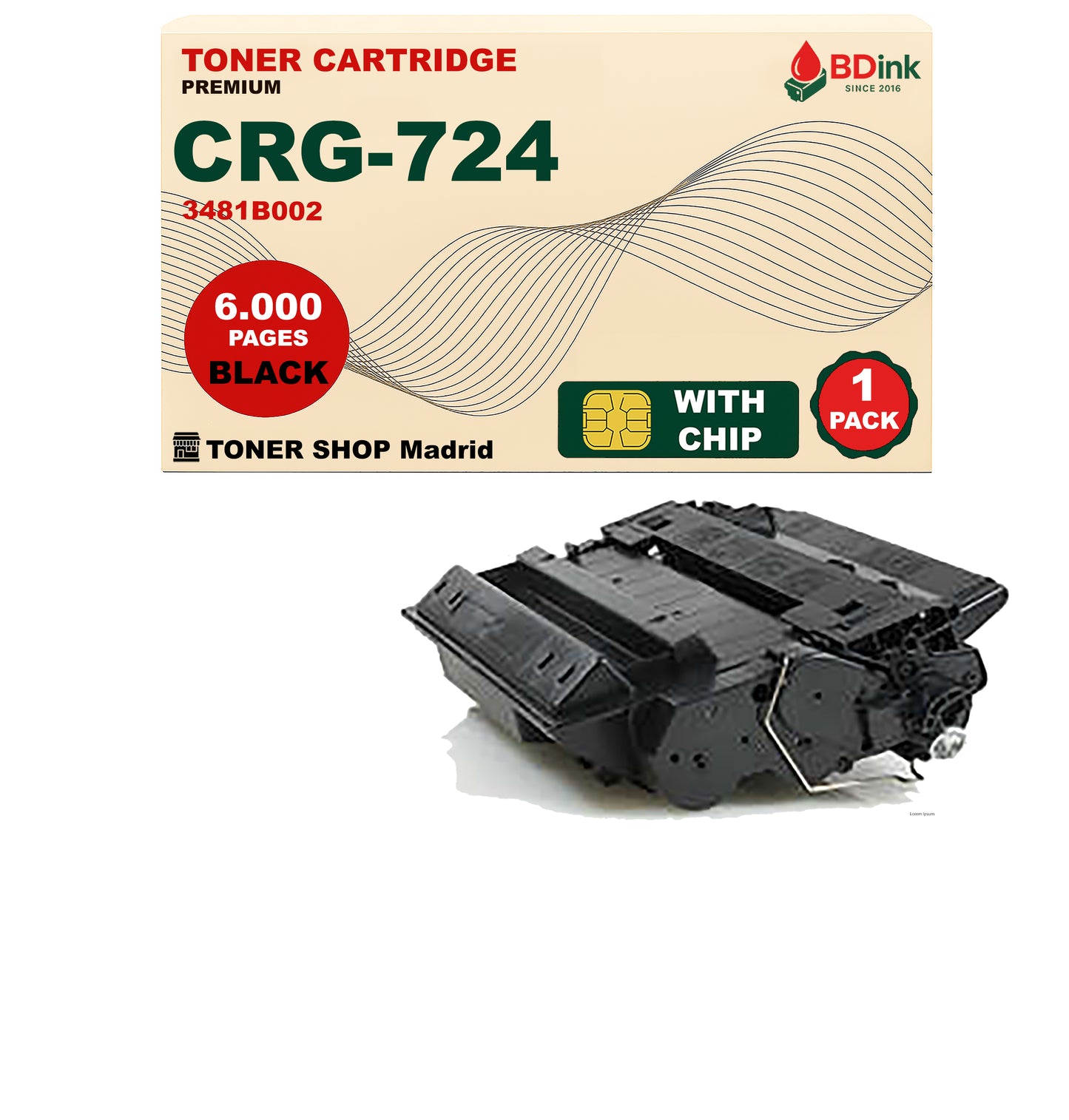 BDink Cartucho Tóner Compatible Canon 724 Negro