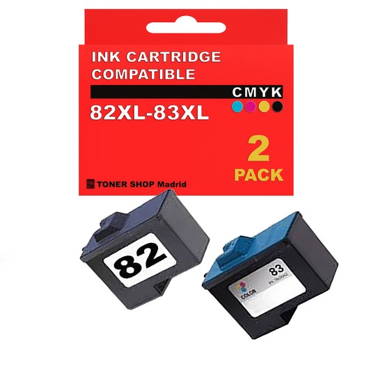 BDink Cartuchos Tinta Compatible con Lexmark 82 Negro y 83 Color (Pack 2)