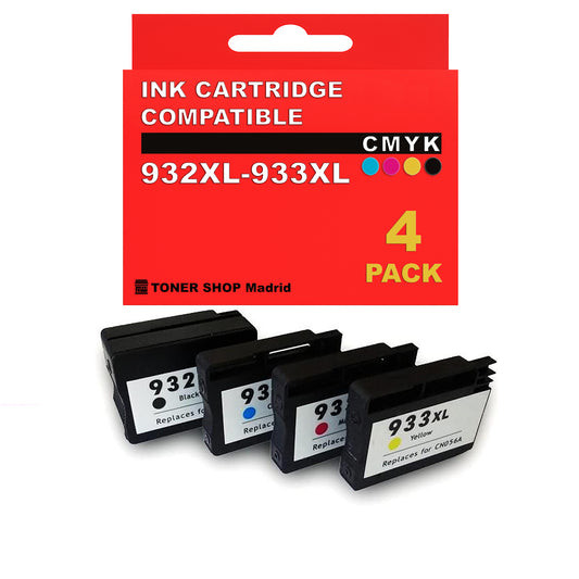BDink Cartuchos Tinta Compatible HP 932XL 933XL CMYK (Pack 4)