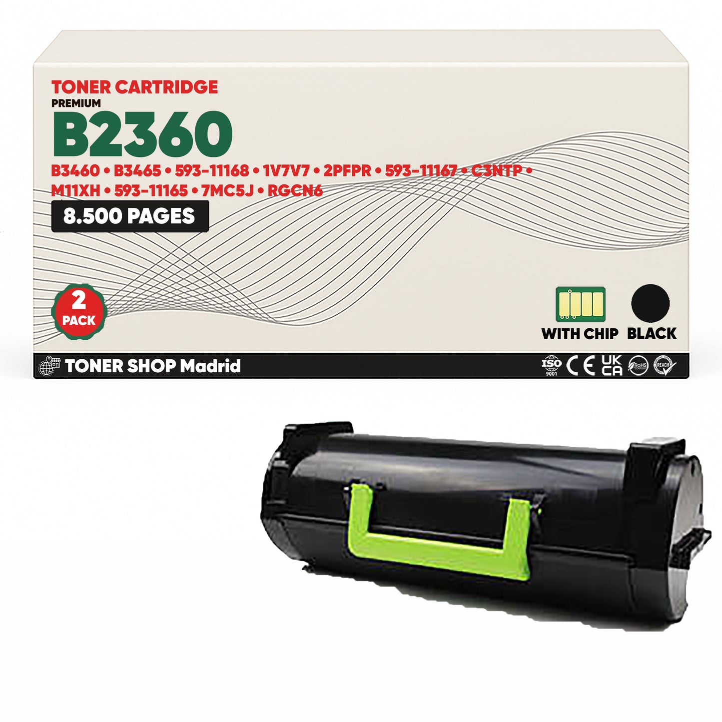 BDink Cartucho/s Tóner Compatible/s Dell B2360/B3460/B3465 Negro