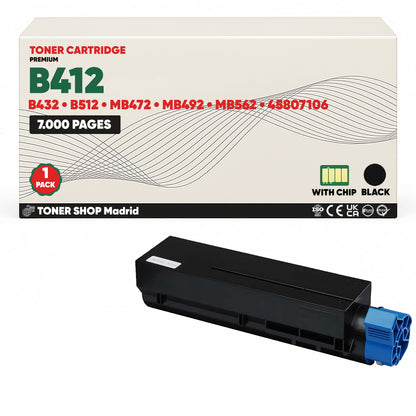 BDink Cartucho Tóner Compatible OKI B412/B432/B512 Negro