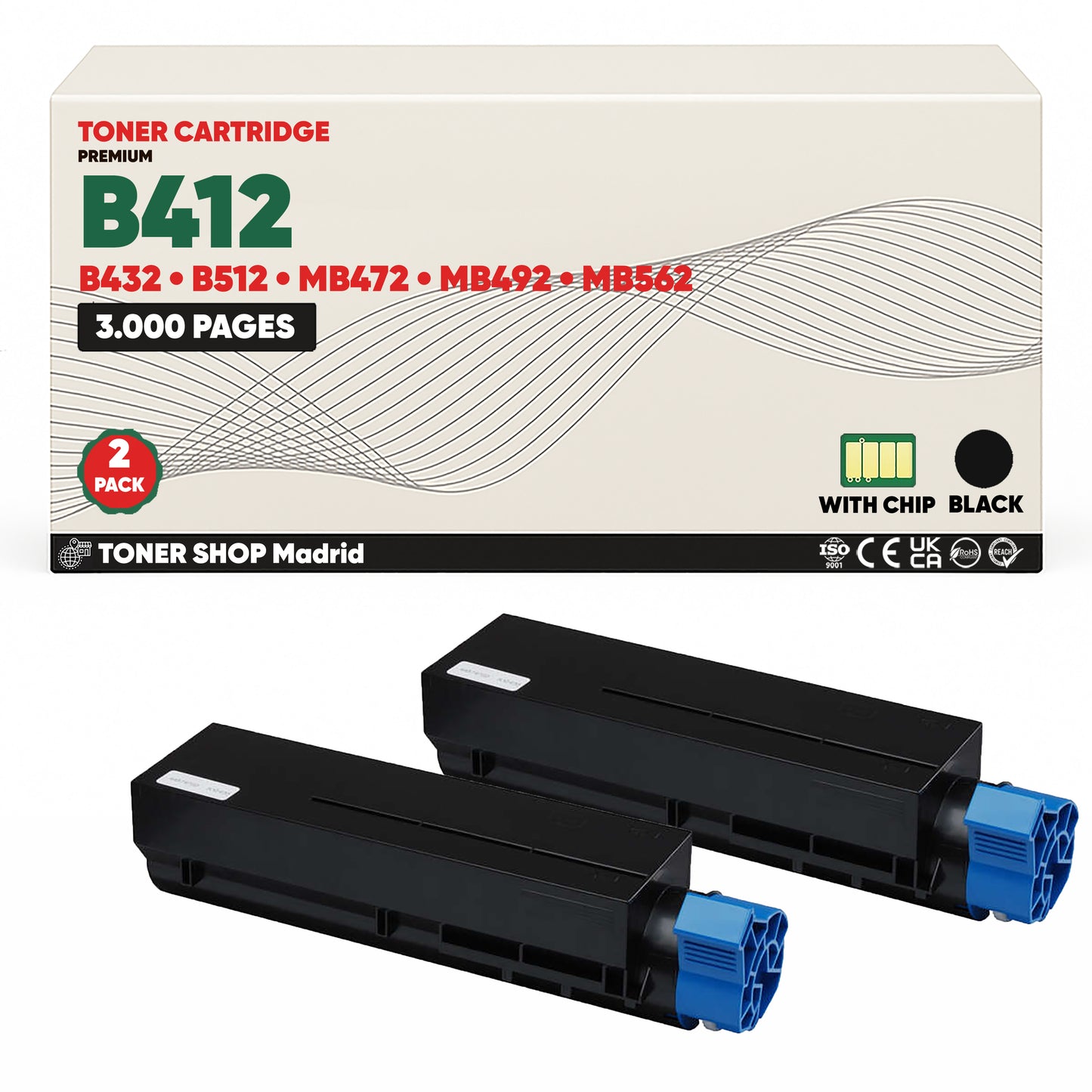 BDink Cartucho Tóner Compatible OKI B412/B432/B512 Negro