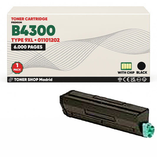 BDink Cartucho Tóner Compatible OKI TYPE 9XL/B4300 Negro