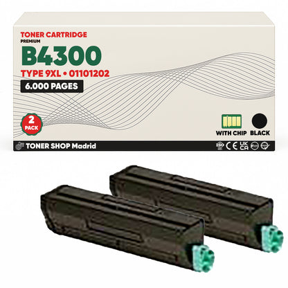 BDink Cartucho Tóner Compatible OKI TYPE 9XL/B4300 Negro