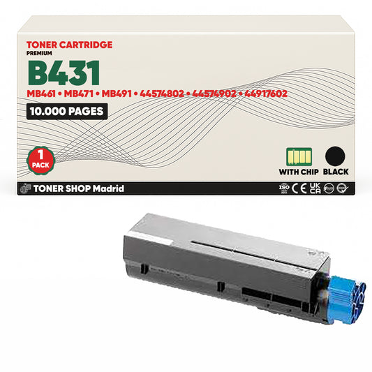 BDink Cartucho Tóner Compatible OKI B431/MB461 Negro