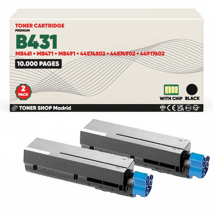 BDink Cartucho Tóner Compatible OKI B431/MB461 Negro
