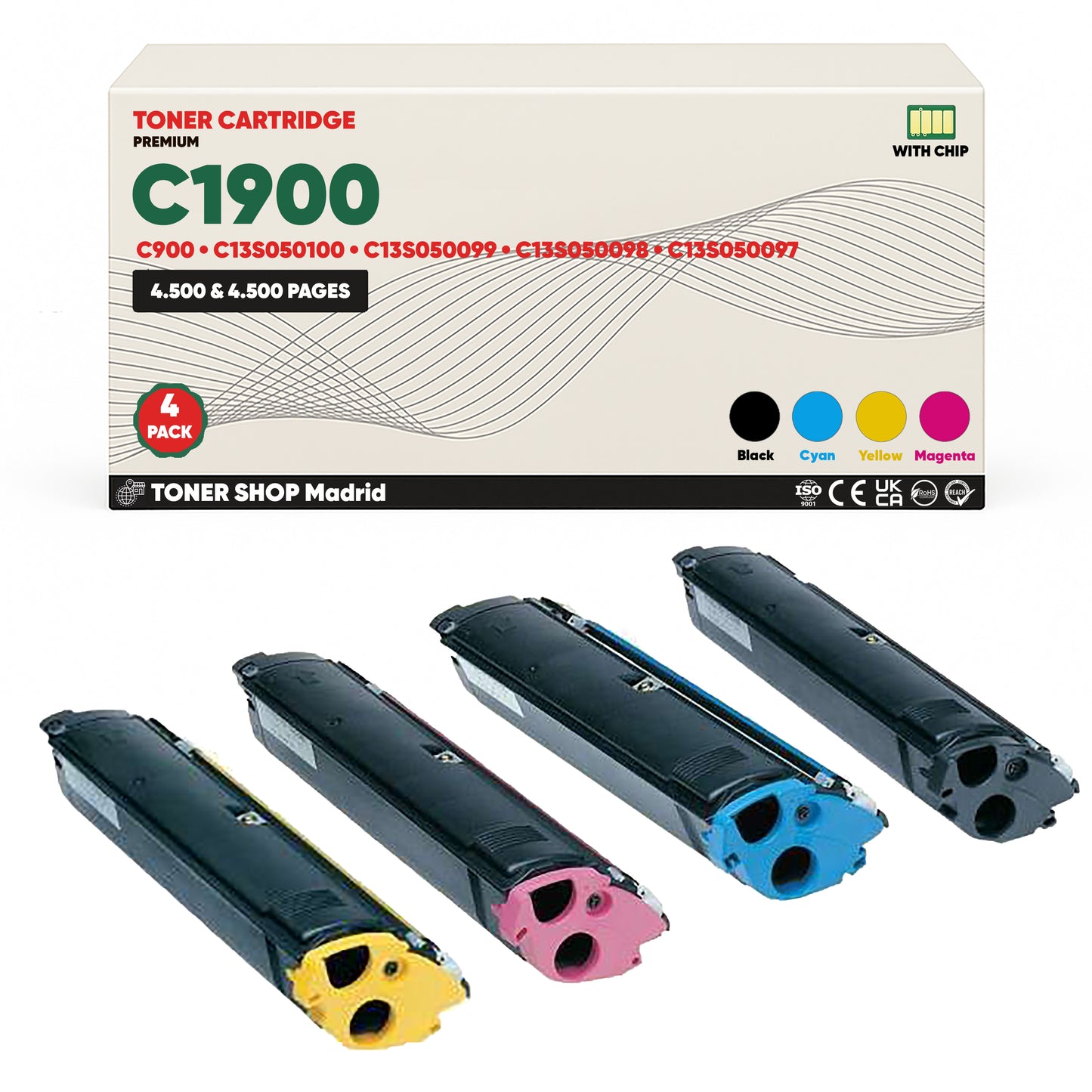 BDink Tóner Compatible Epson C1900/C900 (Pack 4 CMYK)