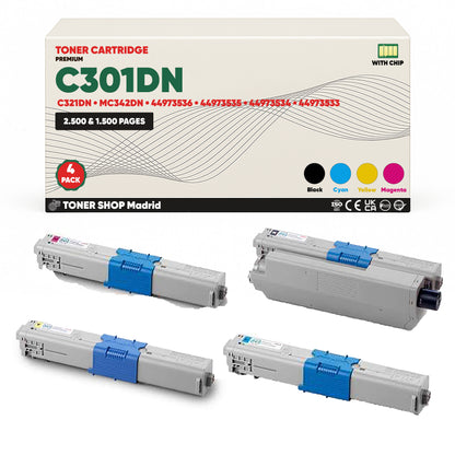 BDink Tóner Compatible OKI C301DN/C321DN/MC342DN (Pack 4 CMYK)