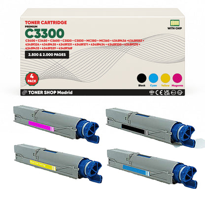 BDink Tóner Compatible OKI C3300/C3400/MC350/MC360 (Pack 4 CMYK)
