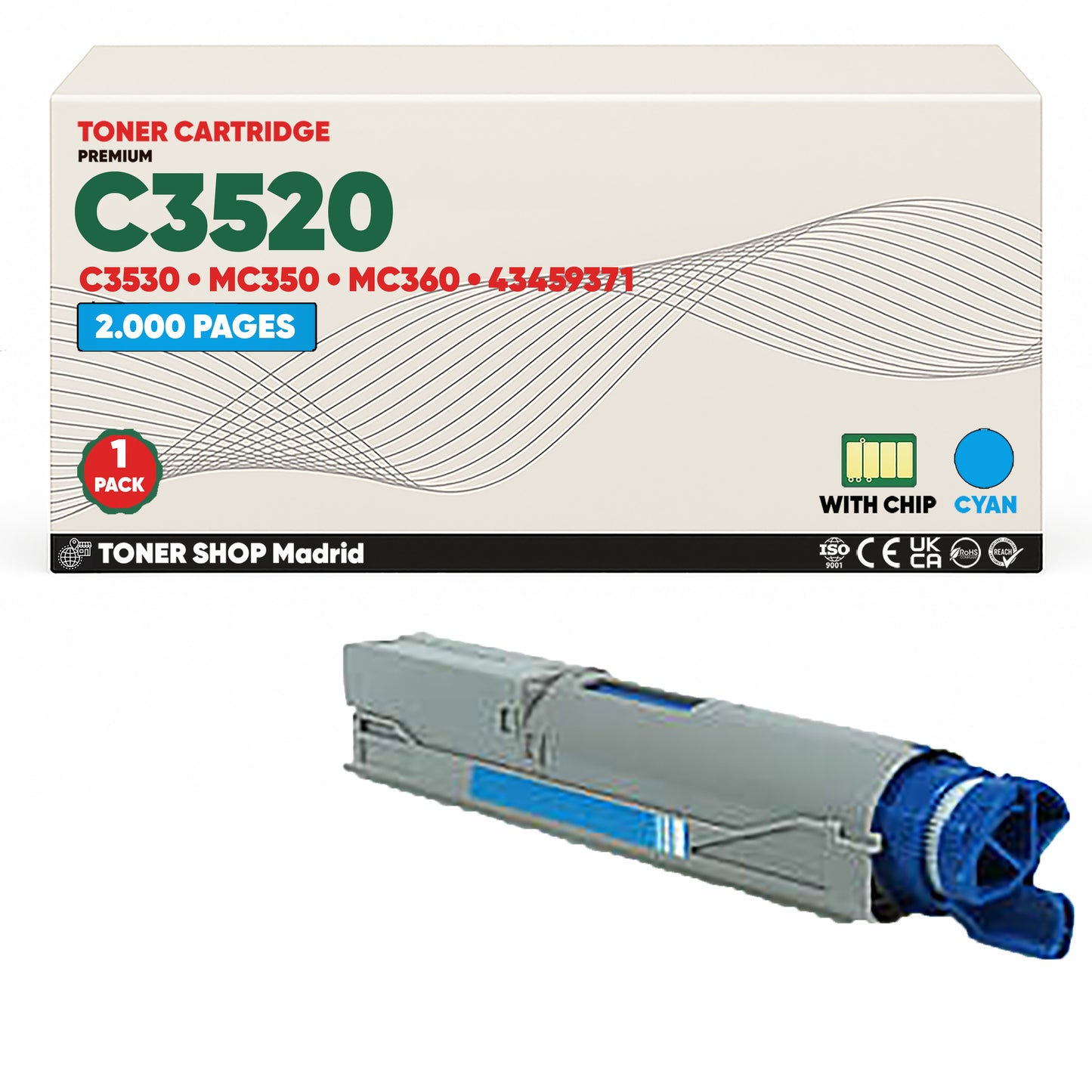 BDink Cartucho Tóner Compatible OKI C3520/C3530/MC350/MC360 (3 Pack)