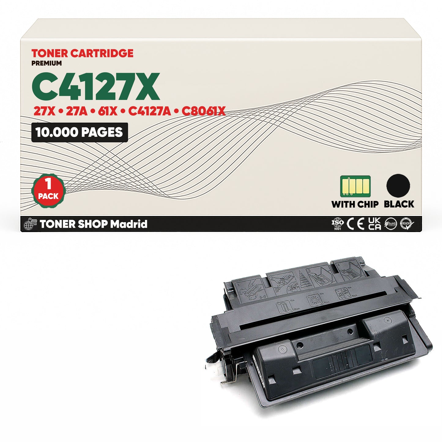 BDink Cartucho Tóner Compatible HP C4127X/27A/61X Negro (Pack 1)