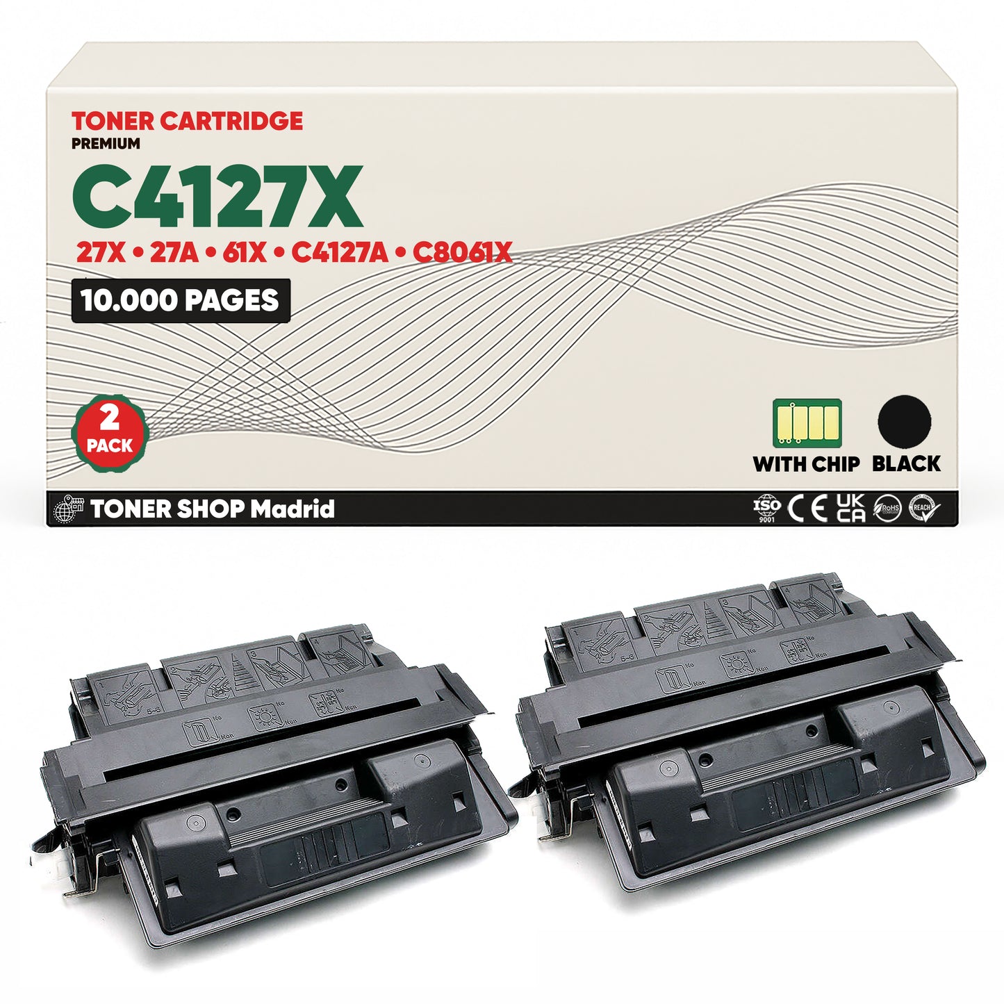 BDink Cartucho Tóner Compatible HP C4127X/27A/61X Negro (Pack 1)