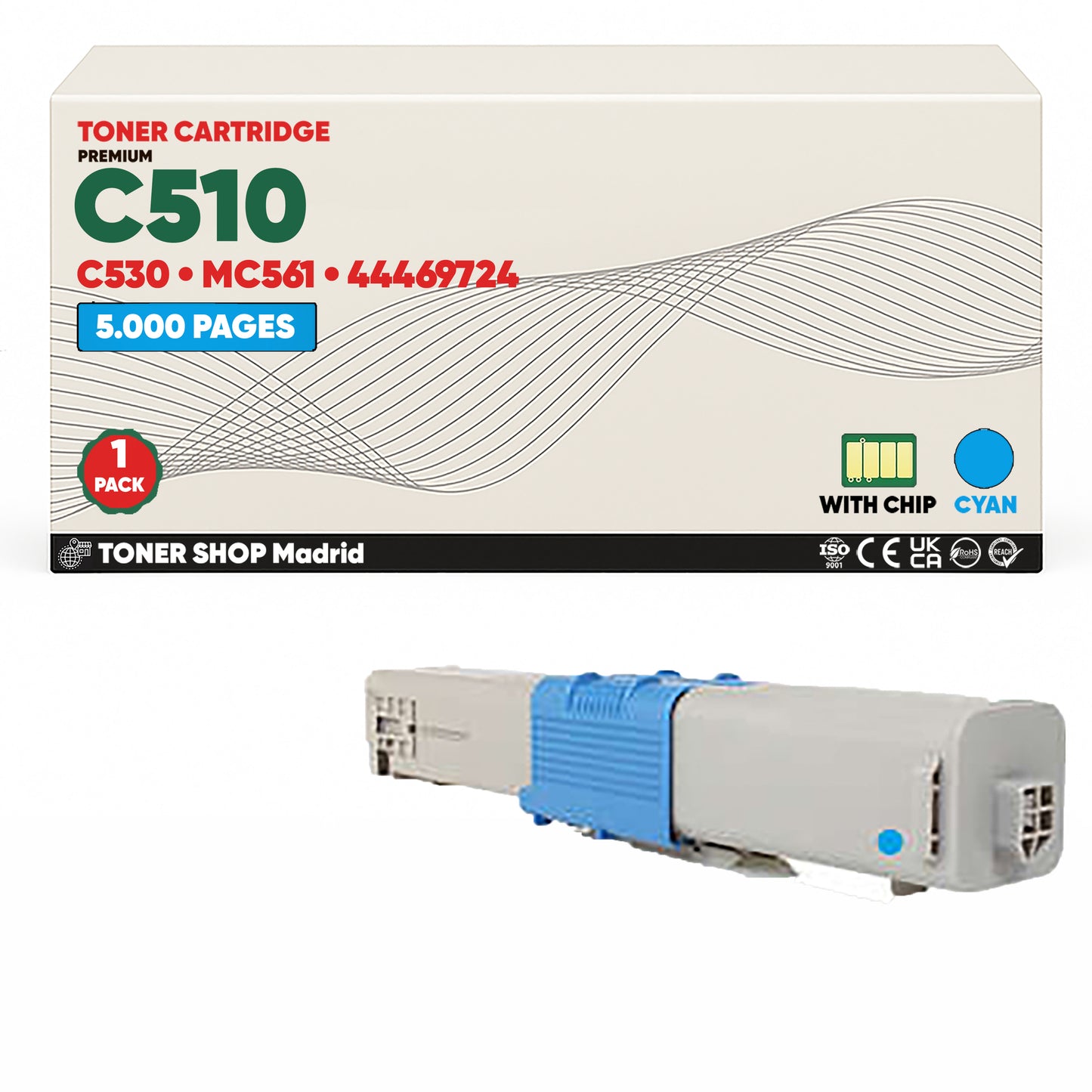BDink Cartuchos Tóner Compatibles OKI C510/C530/MC561/MC562 CMYK (Pack 4)