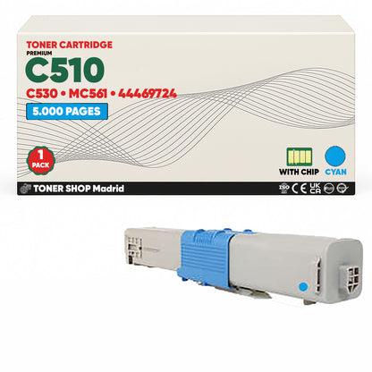 BDink Cartuchos Tóner Compatibles OKI C510/C530/MC561/MC562 CMYK (Pack 4)