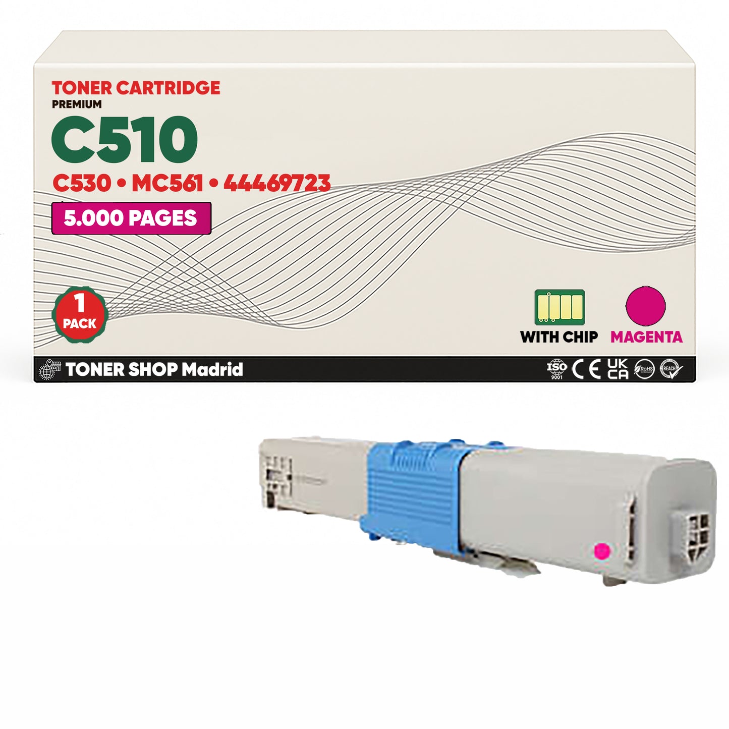 BDink Cartuchos Tóner Compatibles OKI C510/C530/MC561/MC562 CMYK (Pack 4)