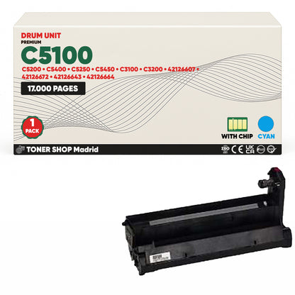 BDink Tambor de Imagen Compatible OKI C5100/C5200/C5400/C5250/C5450/C3100 (Pack 4 CMYK) Drum