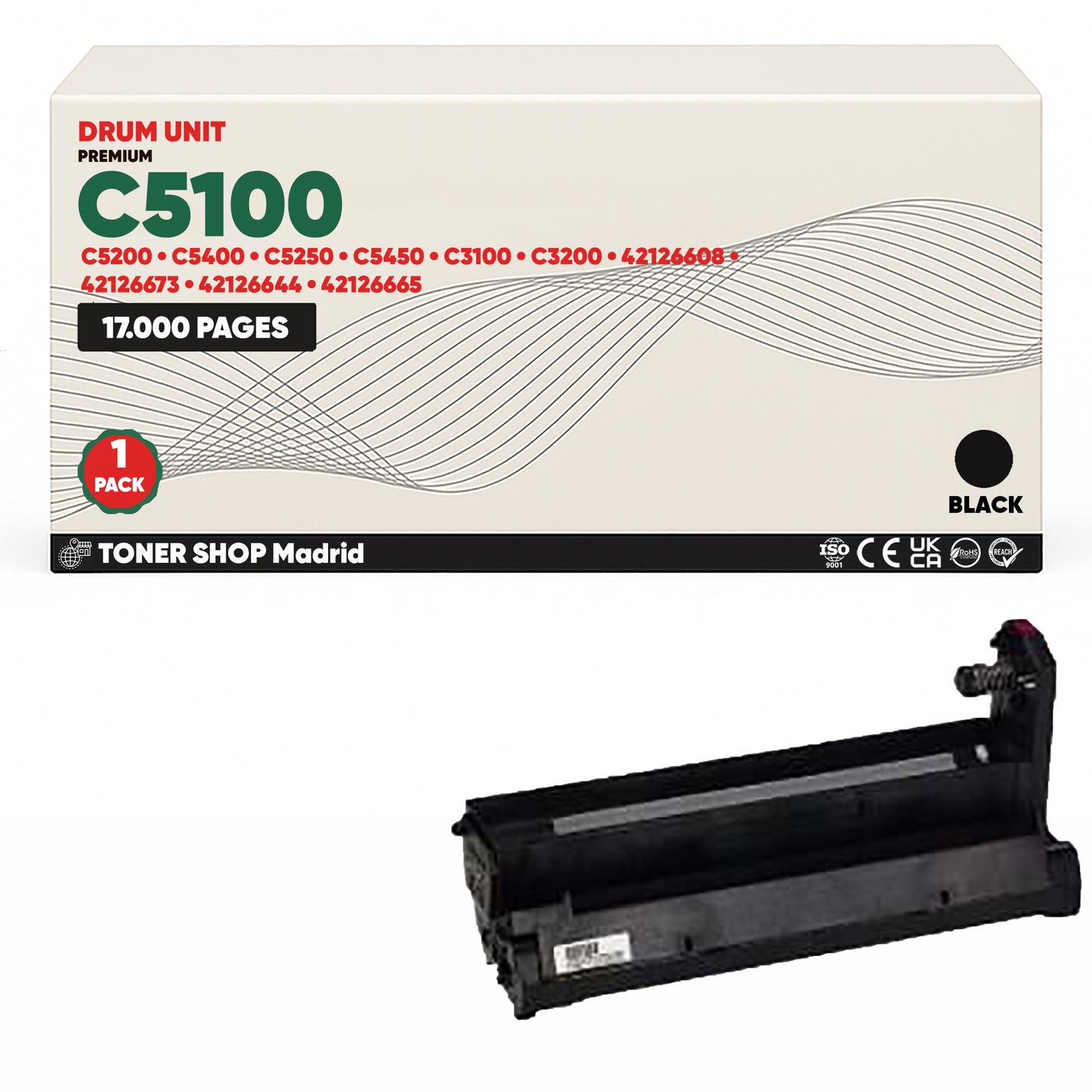 BDink Tambor de Imagen Compatible OKI C5100/C5200/C5400/C5250/C5450/C3100 (Pack 4 CMYK) Drum
