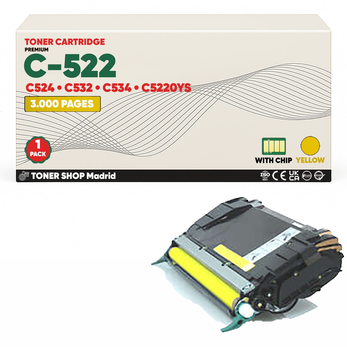 BDink Cartuchos Tóner Compatibles Lexmark C522 CMYK (Pack 4)